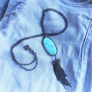 Kendra Scott Rayne Necklace Turquoise Gunmetal